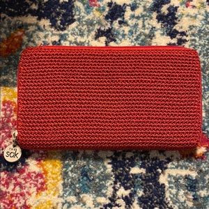 The Sak red crochet wallet